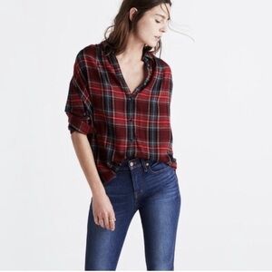 Madewell XXS  holiday tartan plaid central shirt.